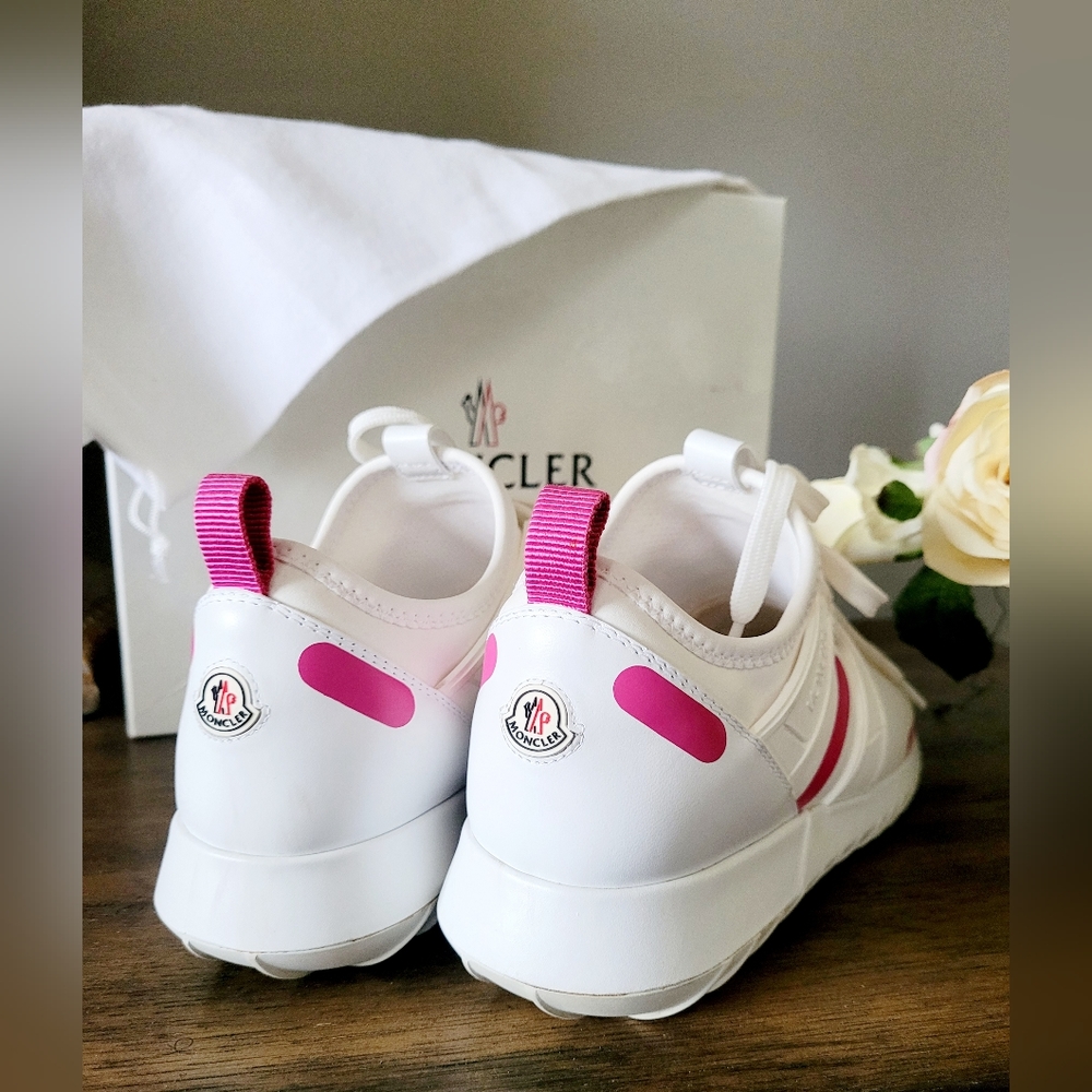 Moncler Meline Scarpa Women's Lightweight Sneakers White/Pink EU 38 US 8 - Picture 10 of 16